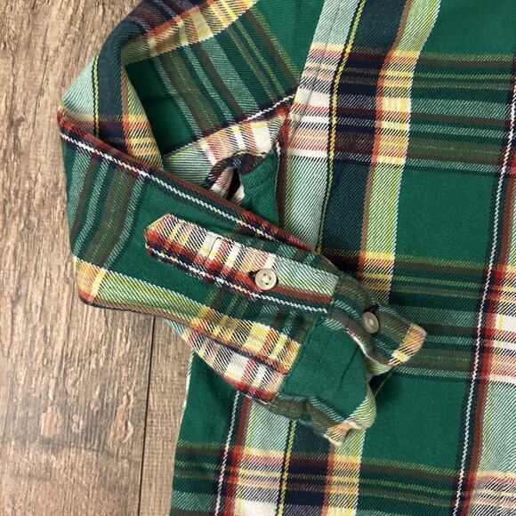 Ralph Lauren Boys 4T Plaid Flannel Button Down Long Sleeve Shirt Green Designer - Picture 5 of 11